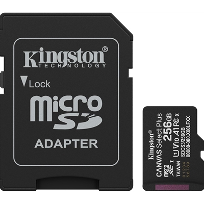 Kingston Canvas Select Plus 256GB Class 10 UHS-I Micro SD Card with Lifetime Warranty
