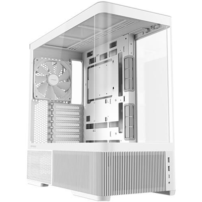 ANTEC Constellation C6 AirAntec Mid-Tower Gaming PC Case - 2 x 120mm PWN Reverse fans, 1 x 140 PWN fan at rear, Curved Glass Desgin with 3-sided Tempered Glas, ATX/Micro-ATX/ITX - White