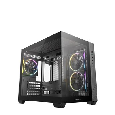 DeepCool CG330 3F ARGB Dual-Chamber Micro-ATX Tower Case, Tempered Glass Panels, 3 x 120mm ARGB Fans, USB 3.0, ITX/Micro-ATX, Black


