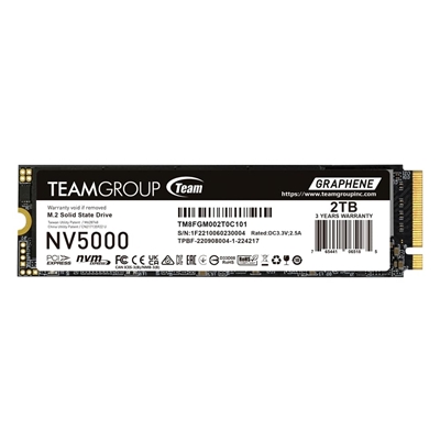 Team NV5000 (TM8FGM002T0C101) 2TB M.2 Interface, PCIe Gen4x4 with NVMe, 2280, Read 4500MB/s, Write 1900MB/s, 3 Year Warranty
