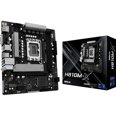 ASRock H810M-X Intel Socket 1851 Motherboard, 2x DDR5 DIMM Slots, 1x M.2 Socket, 2.5G LAN, 1x HDMI Port / 1x DisplayPort
