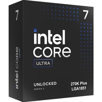 Intel Core Ultra 7 processor 270K Plus, 24 Cores, 24 Threads, 3.2GHz up to 5.5GHz, LGA 1851 Socket 1700 36MB Cache, 125W, Maximum Turbo Power 250W, Intel Graphics, No Cooler