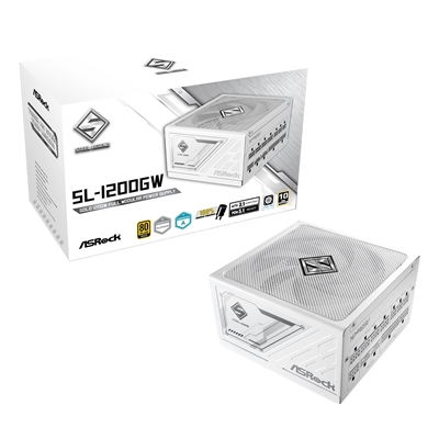 ASRock SL-1200GW 1200W ATX Power Supply Unit, 80 PLUS GOLD Certified, 135mm Striped Axial FDB Fan, High Efficiency PSU
