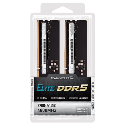 Team Elite TED532G4800C40DC01 32GB DIMM System Memory, DDR5, 4800MHz, 2 x 16GB, 288 Pin, 1.1v, CL40-40-40-77
